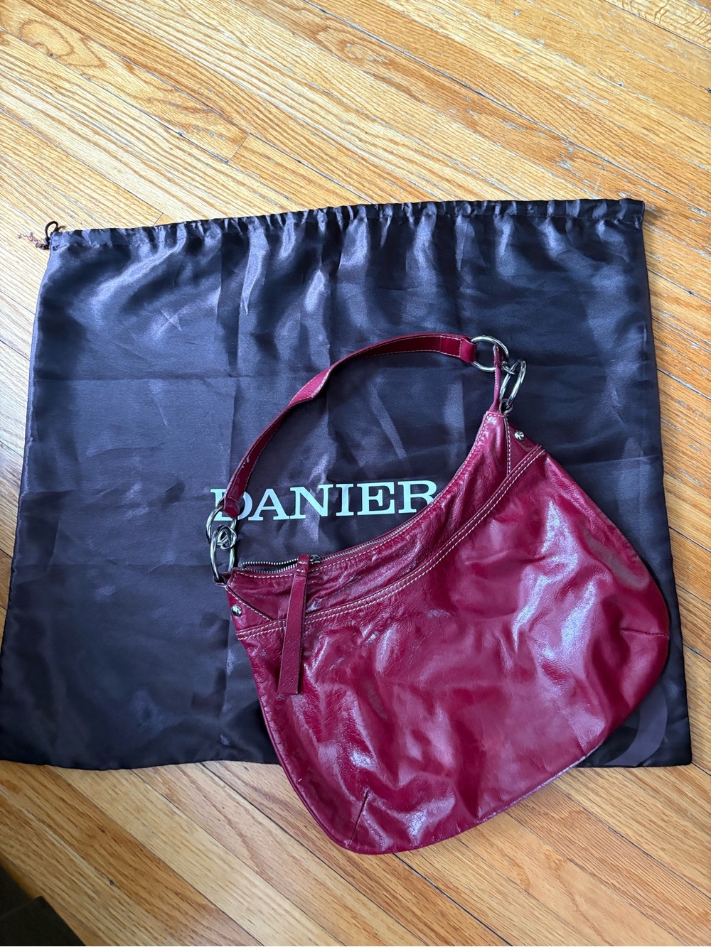 Danier Wine Red Leather Shoulder Bag